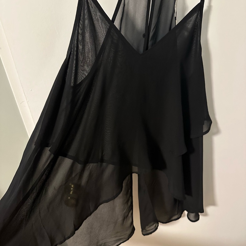 Dex Elegant High Low Semi-Sheer Top